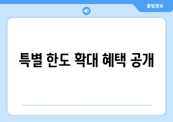 특별 한도 확대 혜택 공개