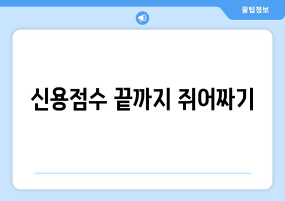 신용점수 끝까지 쥐어짜기