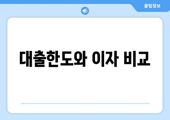 대출한도와 이자 비교