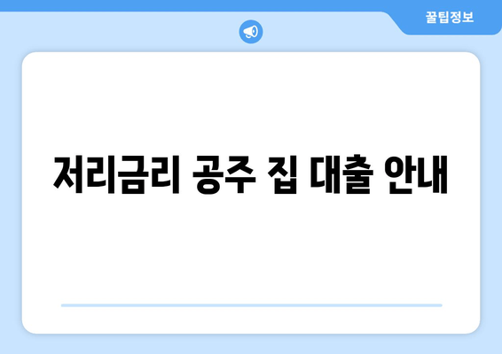 저리금리 공주 집 대출 안내