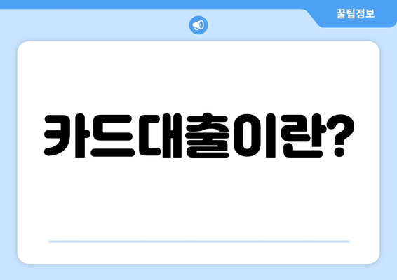 카드대출이란?