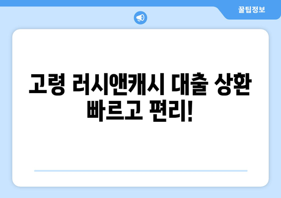 고령 러시앤캐시 대출 상환 빠르고 편리!