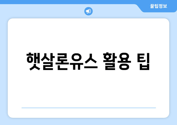 햇살론유스 활용 팁