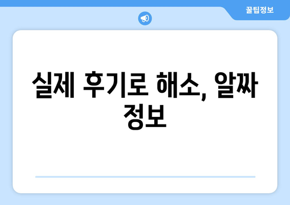 실제 후기로 해소, 알짜 정보