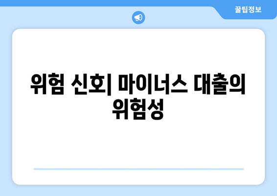 위험 신호| 마이너스 대출의 위험성