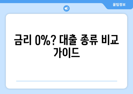 금리 0%? 대출 종류 비교 가이드