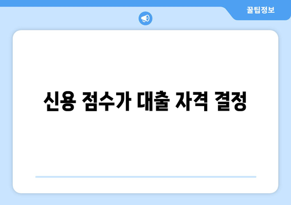 신용 점수가 대출 자격 결정