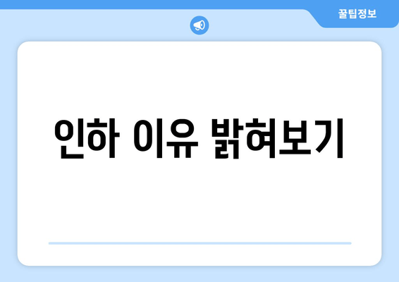 인하 이유 밝혀보기