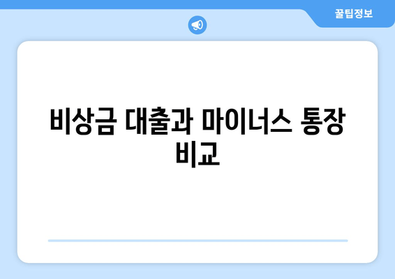 비상금 대출과 마이너스 통장 비교