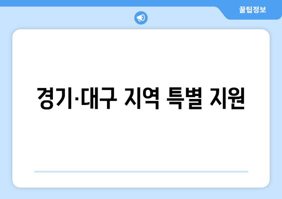 경기·대구 지역 특별 지원