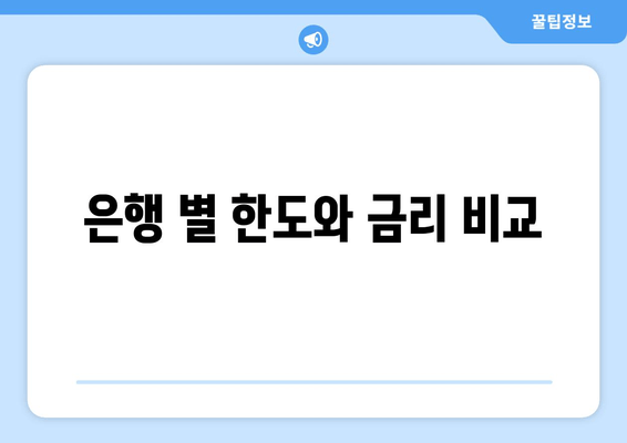 은행 별 한도와 금리 비교