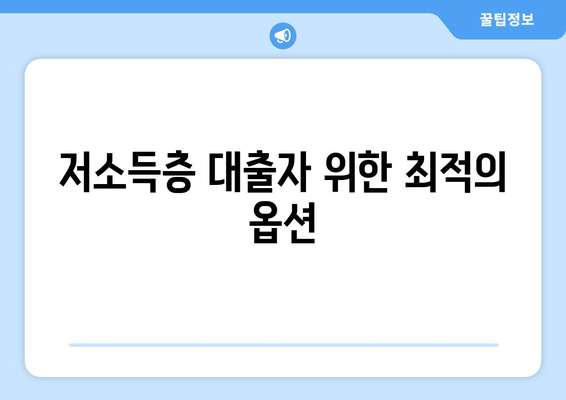 저소득층 대출자 위한 최적의 옵션