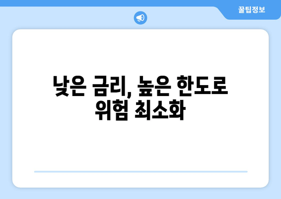 낮은 금리, 높은 한도로 위험 최소화