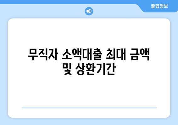 무직자 소액대출 최대 금액 및 상환기간