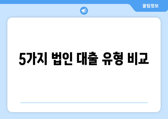 5가지 법인 대출 유형 비교