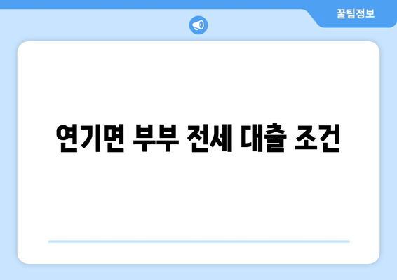 연기면 부부 전세 대출 조건