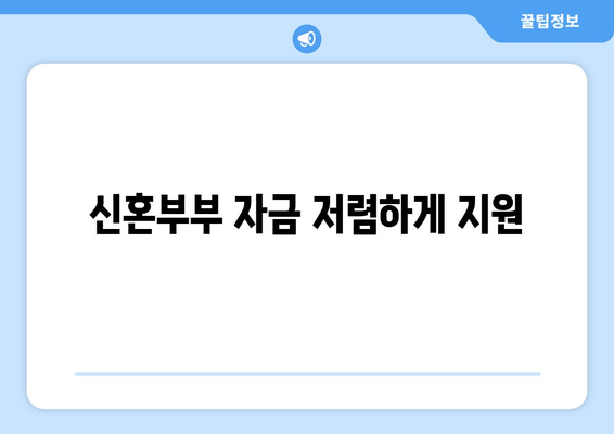 신혼부부 자금 저렴하게 지원