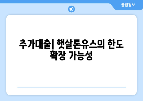 추가대출| 햇살론유스의 한도 확장 가능성