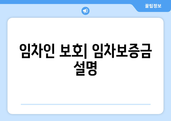 임차인 보호| 임차보증금 설명