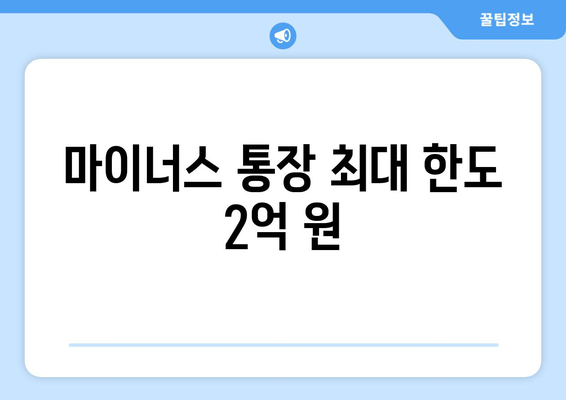 마이너스 통장 최대 한도 2억 원