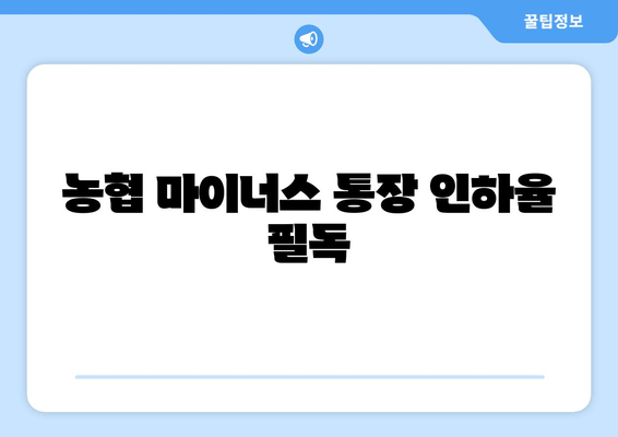 농협 마이너스 통장 인하율 필독