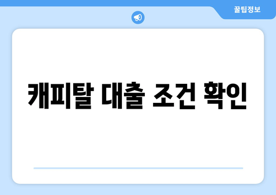 캐피탈 대출 조건 확인