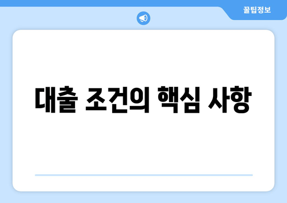 대출 조건의 핵심 사항