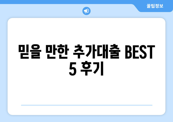 믿을 만한 추가대출 BEST 5 후기