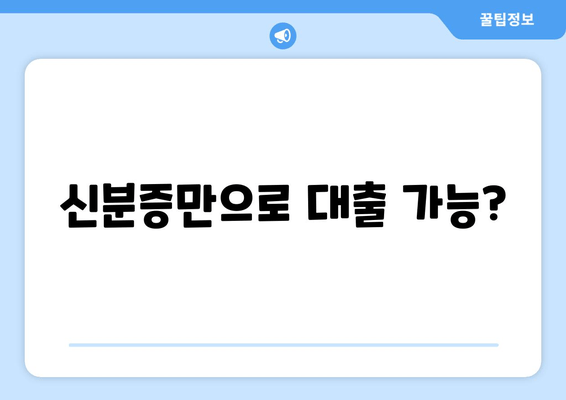 신분증만으로 대출 가능?