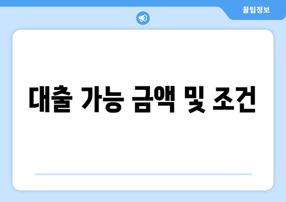 대출 가능 금액 및 조건