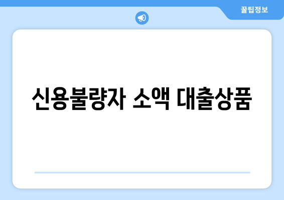 신용불량자 소액 대출상품