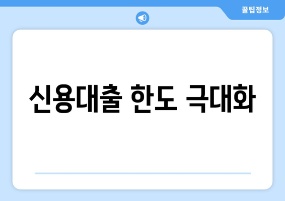 신용대출 한도 극대화