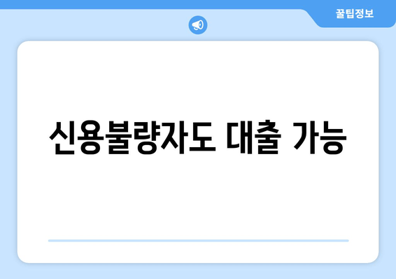 신용불량자도 대출 가능