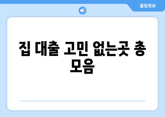 집 대출 고민 없는곳 총 모음