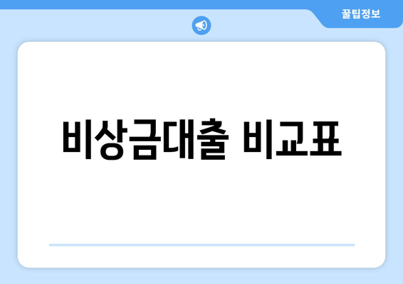 비상금대출 비교표