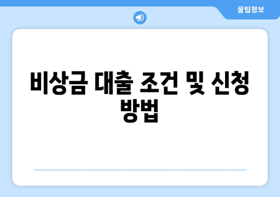 비상금 대출 조건 및 신청 방법