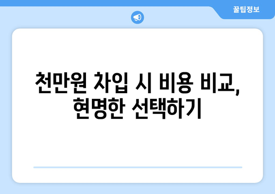 천만원 차입 시 비용 비교, 현명한 선택하기