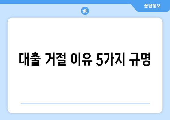 대출 거절 이유 5가지 규명