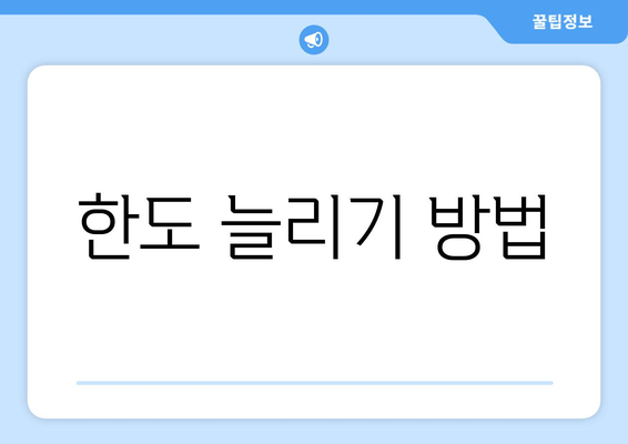 한도 늘리기 방법