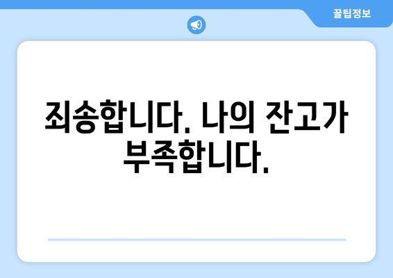 죄송합니다. 나의 잔고가 부족합니다.