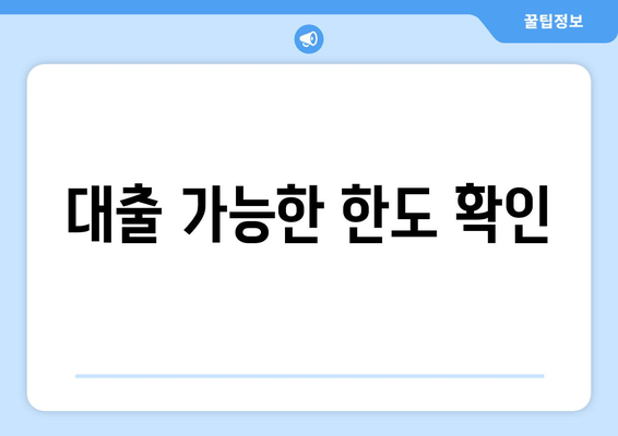 대출 가능한 한도 확인