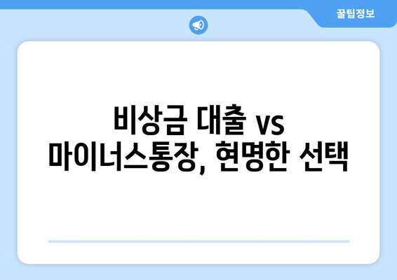 비상금 대출 vs 마이너스통장, 현명한 선택