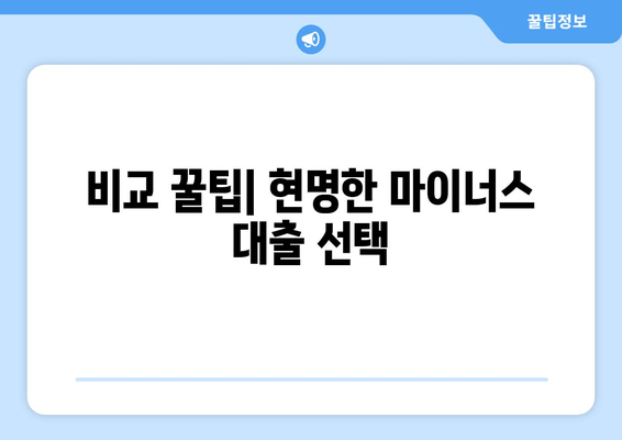 비교 꿀팁| 현명한 마이너스 대출 선택