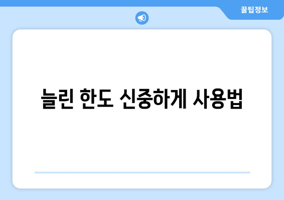 늘린 한도 신중하게 사용법