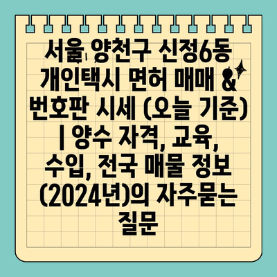 서울 양천구 신정6동 개인택시 면허 매매 & 번호판 시세 (오늘 기준) | 양수 자격, 교육, 수입, 전국 매물 정보 (2024년)