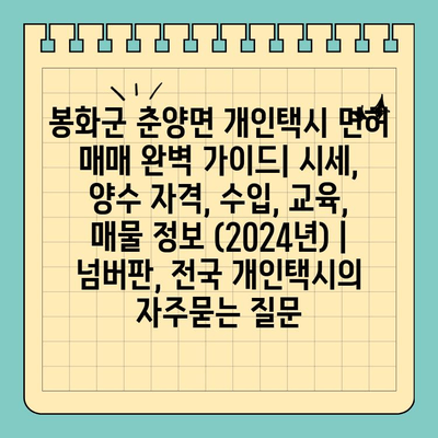 봉화군 춘양면 개인택시 면허 매매 완벽 가이드| 시세, 양수 자격, 수입, 교육, 매물 정보 (2024년) | 넘버판, 전국 개인택시