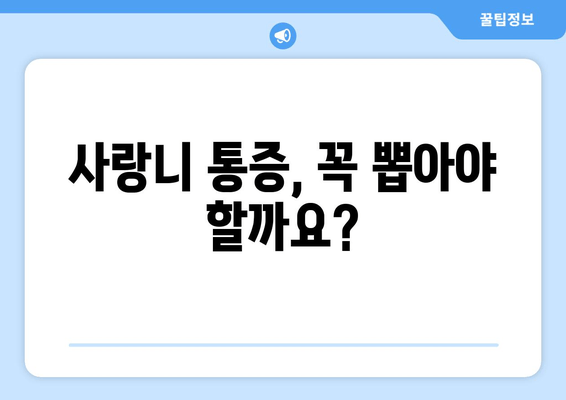 사랑니 통증, 무조건 뽑아야 할까요? | 사랑니 발치, 통증 완화, 치과 상담, 치료 방법