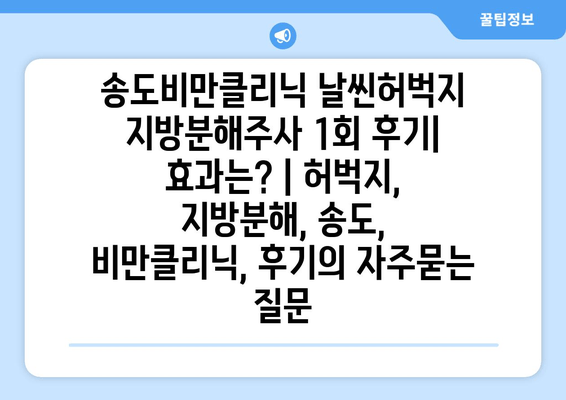 송도비만클리닉 날씬허벅지 지방분해주사 1회 후기| 효과는? | 허벅지, 지방분해, 송도, 비만클리닉, 후기