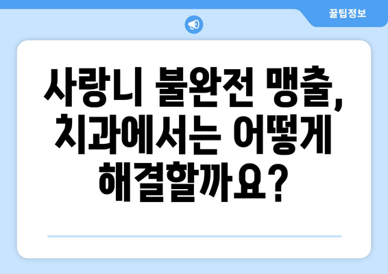 사랑니 맹출이 불완전할 때, 어떻게 해야 할까요? | 사랑니, 맹출, 불완전, 치과, 대처법, 관리