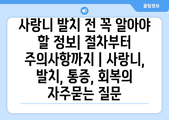 사랑니 발치 전 꼭 알아야 할 정보| 절차부터 주의사항까지 | 사랑니, 발치, 통증, 회복